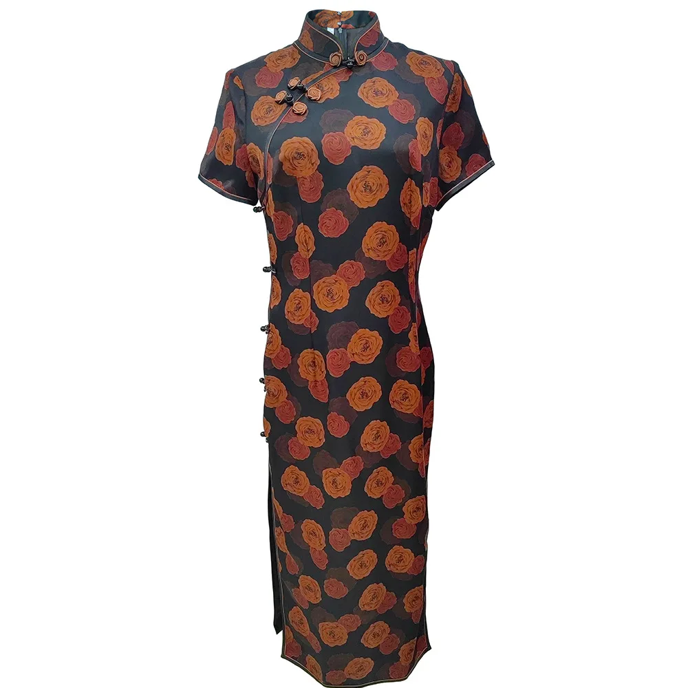 Тяжелое женское шелковое платье Чонсам из Гуандуна новинка 2024 улучшенное