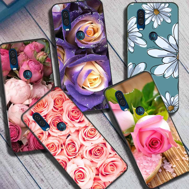 Чехол для Moto One Action Силиконовые мягкие чехлы телефонов из ТПУ с розами и