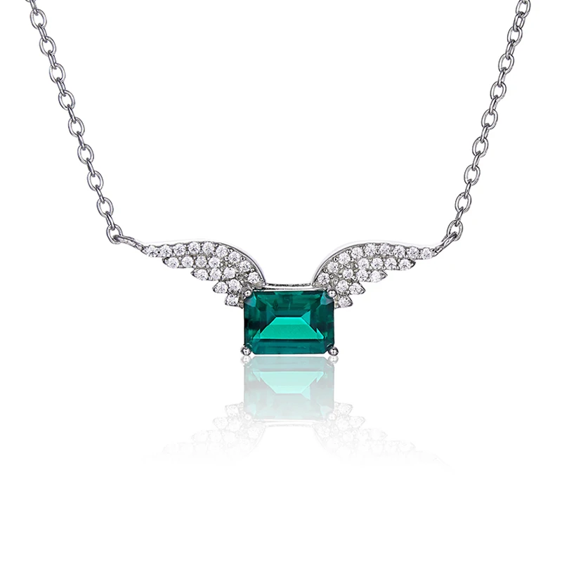 

Umcho women's necklace 925 sterling silver 0.9CT to cultivate emerald necklace pendant fashion advanced jewelry