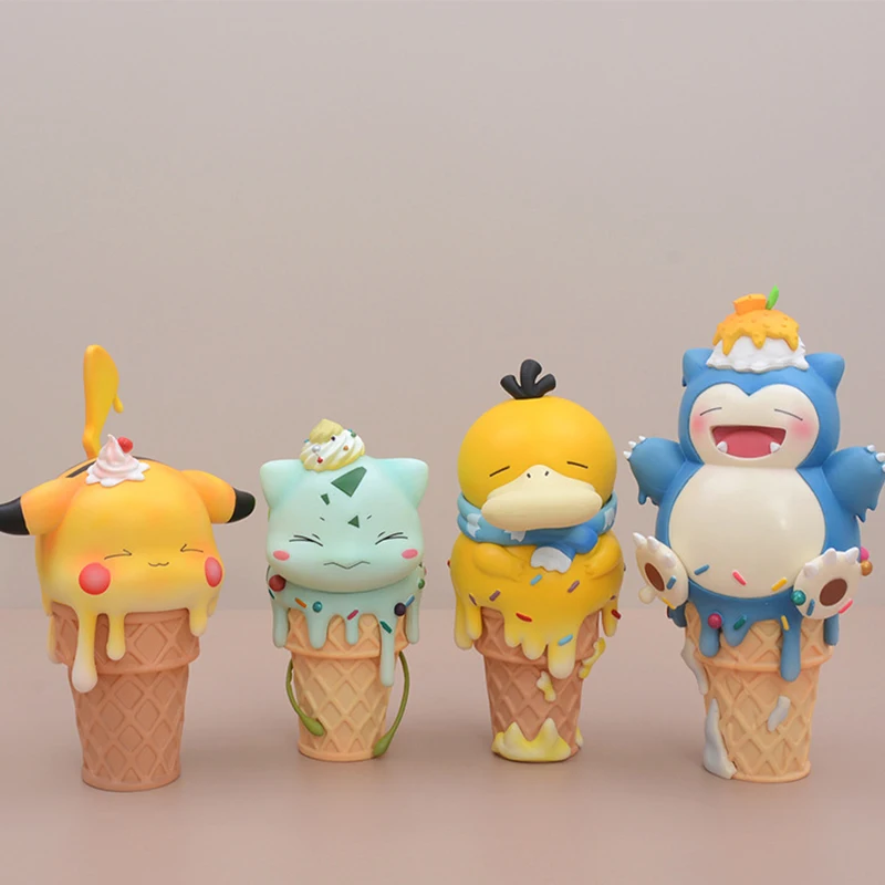 

14 cm Pokemon Ice Cream Series Anime Toy Pikachu Bulbasaur Snorlax Psy Duck Kawaii Action Figure Gift For Child