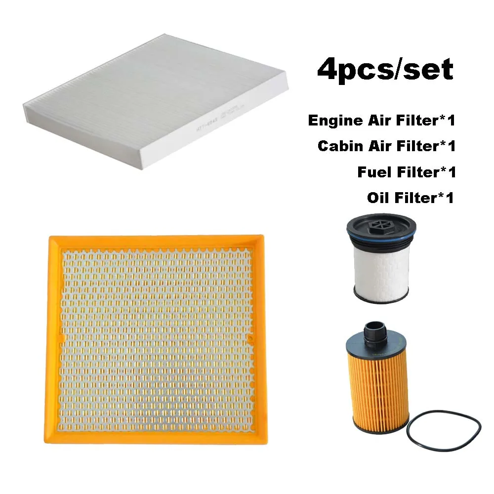 Набор фильтров для JEEP GRAND CHEROKEE WK2 2014 2015 2016 2017 2018 2019 3,0 T, аксессуары для салона дизельного двигателя, воздушного масляного фильтра переменного тока, 4 шт.