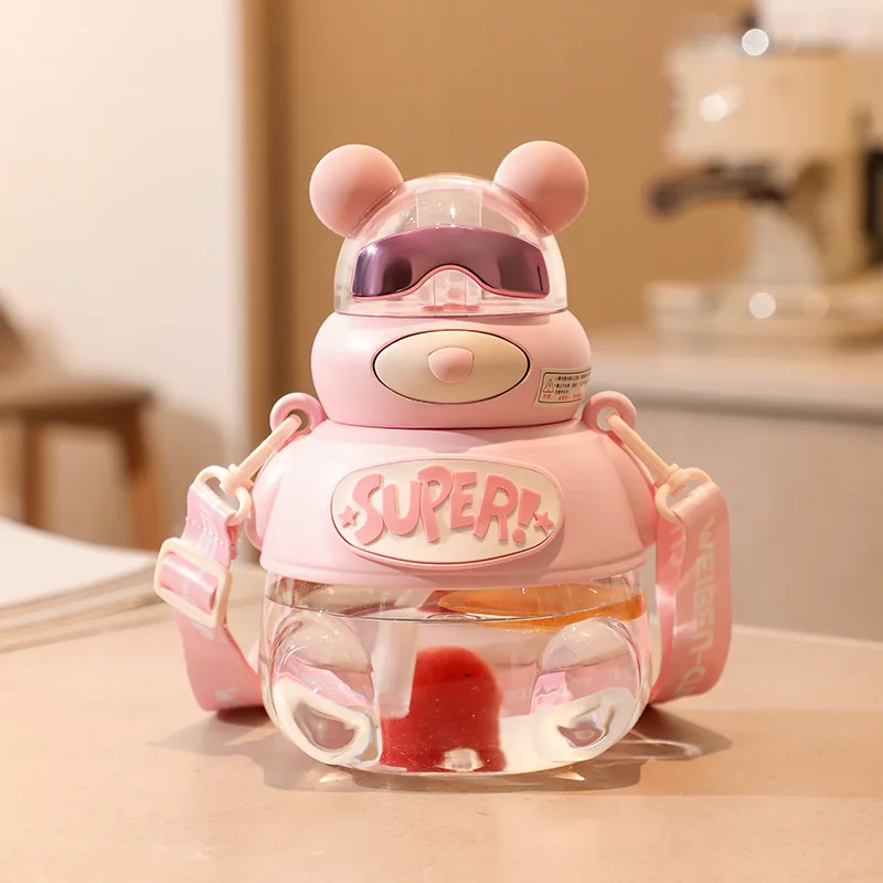 

Питьевая бутылка, портативная пластиковая детская бутылочка большой емкости с ремешком для воды для спорта