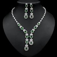 noble luxury jewelry sets for women colorful zircon waterdrop pendant necklace earrings elegant bridal wedding banquet set gifts