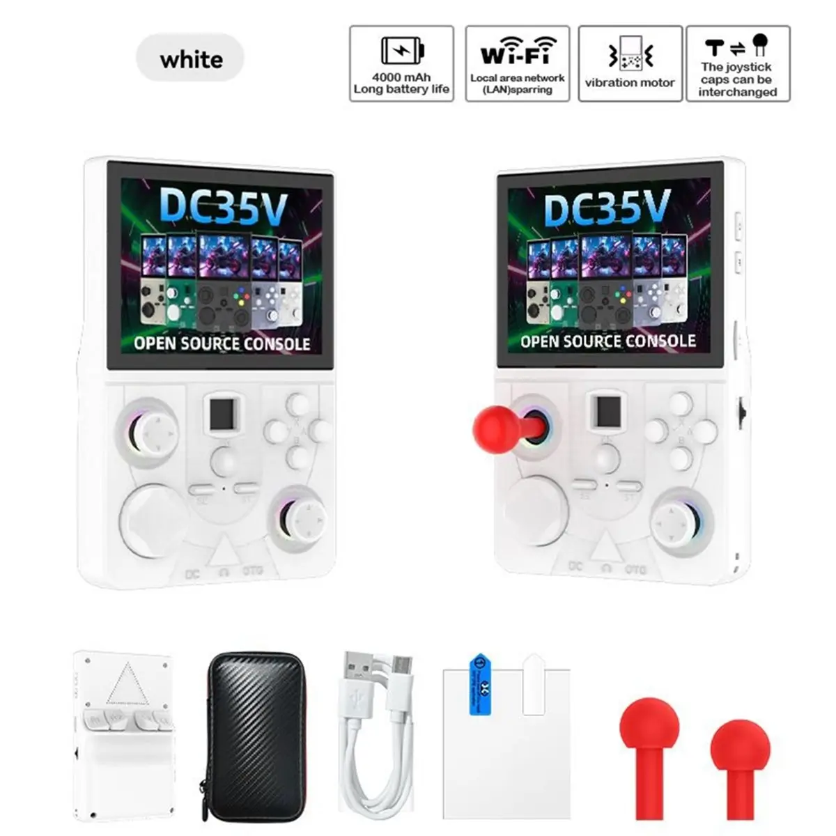 Фото ★ ▲   Ретро-портативная игровая консоль DC35V с 3,5-дюймовым IPS-экраном, карманный видеоплеер, сменный джойстик, поддерживает более 30 эмуляторов B №1