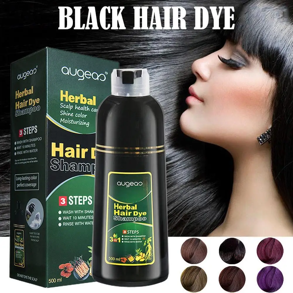 Sdotter 500ml Natural Herbal Hair Dye Plant Essence Extracts Dye Shampoo Restores Dye Protects Conditioning Fast Dye Hair Hair H