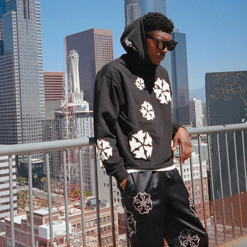 Свободный свитшот готический модный костюм с принтом из пенопласта Мужской и