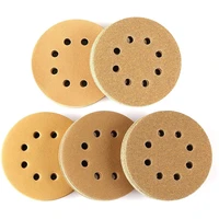 10pcs 5 inch 125mm 8 hole yellow round sandpaper eight hole disk sand sheets grit 60 1000 hook and loop sanding disc polish