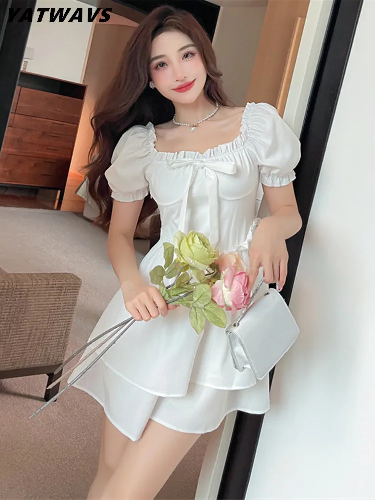 

Женский винтажный сарафан с квадратным вырезом, модельное повседневное праздвечерние чное платье мини во французском стиле с пышными рука...