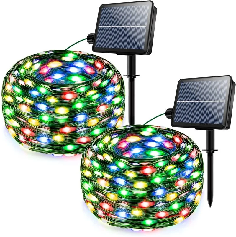 Solar Outdoor String Lights 300LED IP67 Waterrpoof Outdoor Fairy Lights 8 Modes for Garden Tree Patio Christmas Decorations