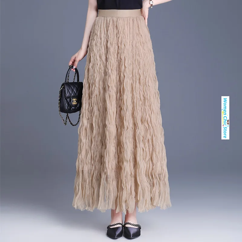 Женская длинная Плиссированная юбка элегантная Свободная Повседневная