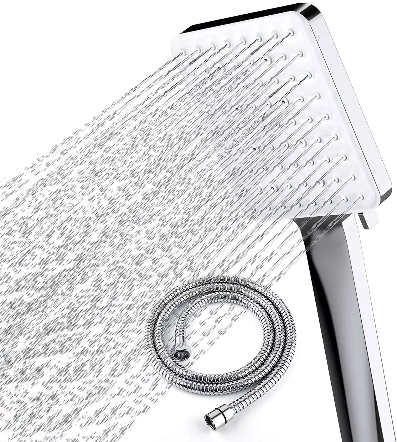 

NEW2023 Square Shower Head Set With 1.5m Hose Lightweight Handhold High Pressure Shower 6 Spary Mode Bathroom Accessories