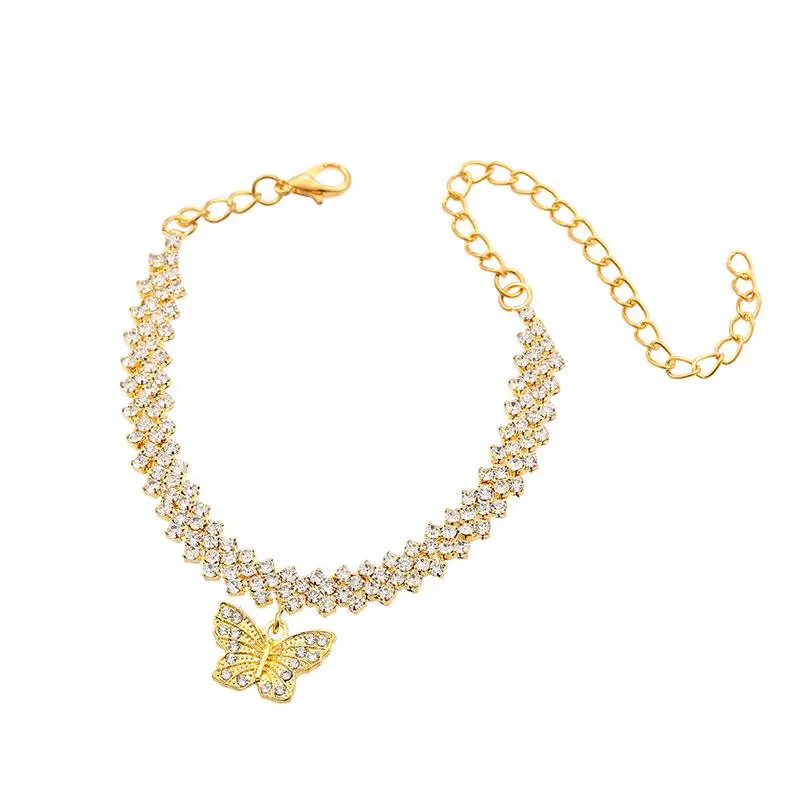 1 шт. Блестящий декоративный браслет на лодыжку в виде бабочки женские модные