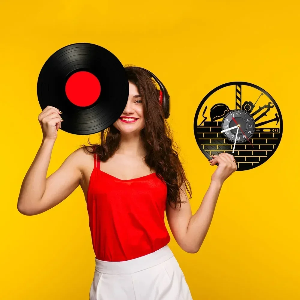 Инженер Пейзаж Архитектор Силуэт Виниловая пластинка Настенные часы Srchitecture