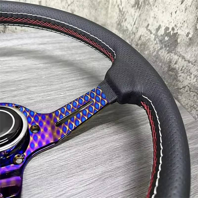 TIYPEOR черный универсальный автомобильный руль из микрофибры 350 мм