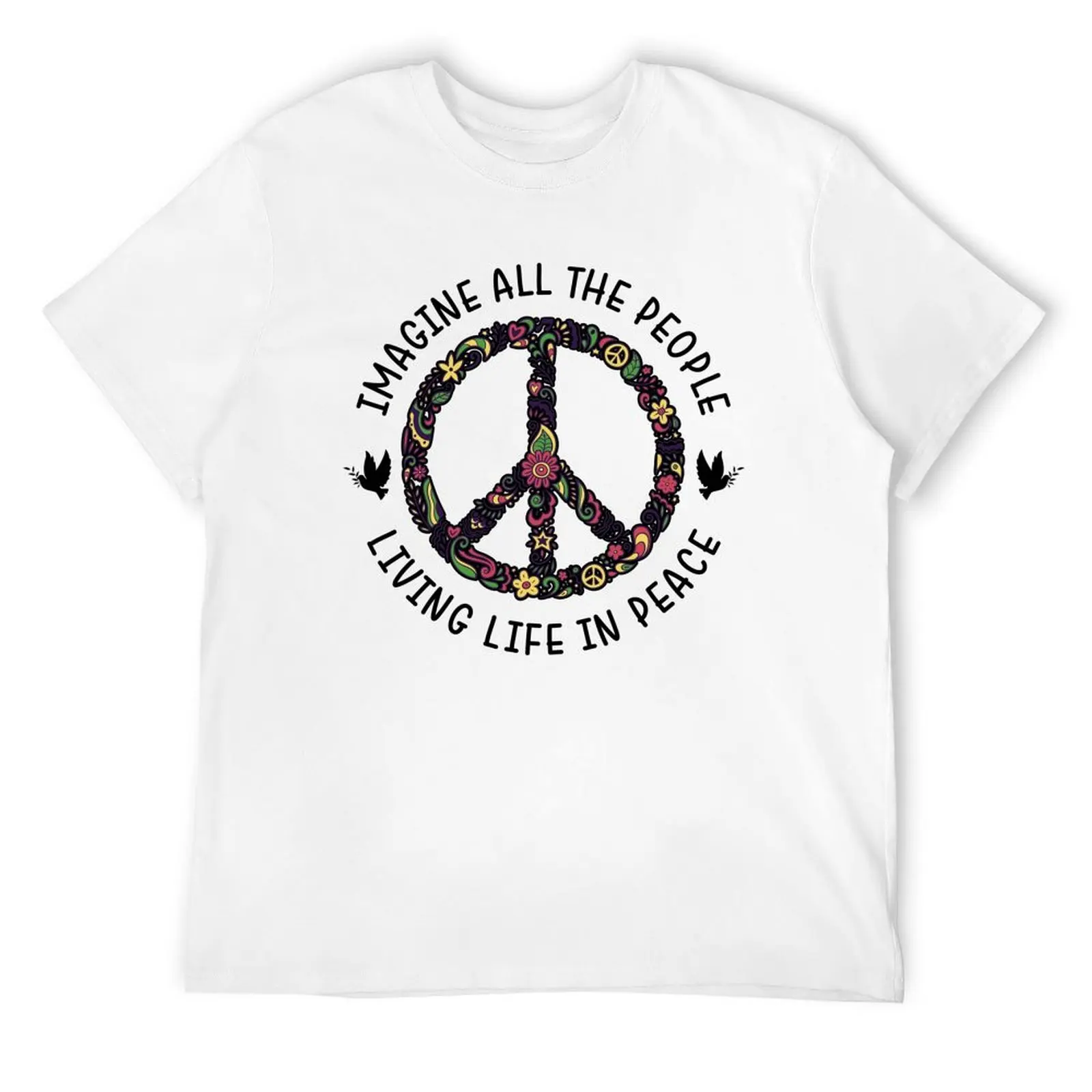 Imagine All The People Living Life In Peace от Джона Леннона — черная футболка блузка мужские