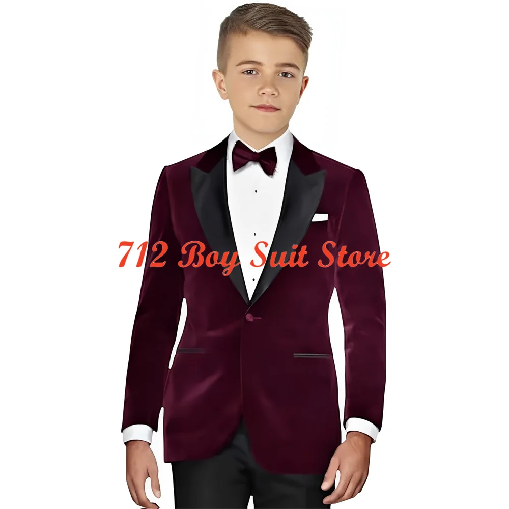 Бархатный смокинг для мальчиков официальный комплект из 2 предметов детская