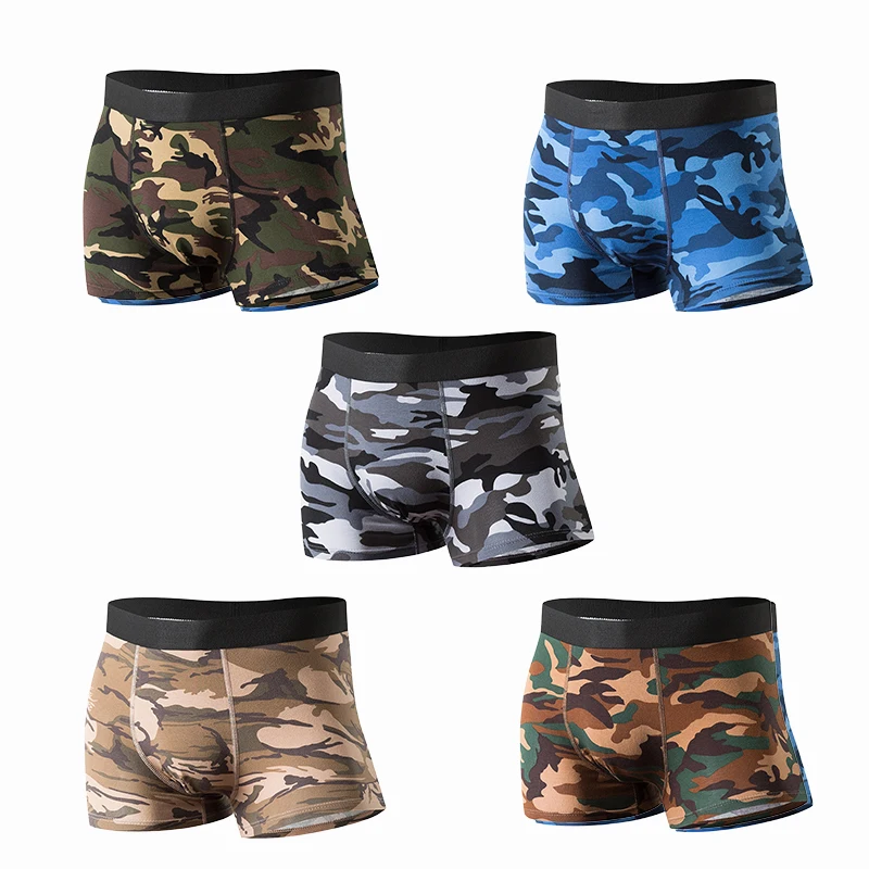 Male Underwear Men Camouflage Print Boxer Shorts Men’s Panties Underpants Cotton Sexy homme hot calecon Wholesale Customization