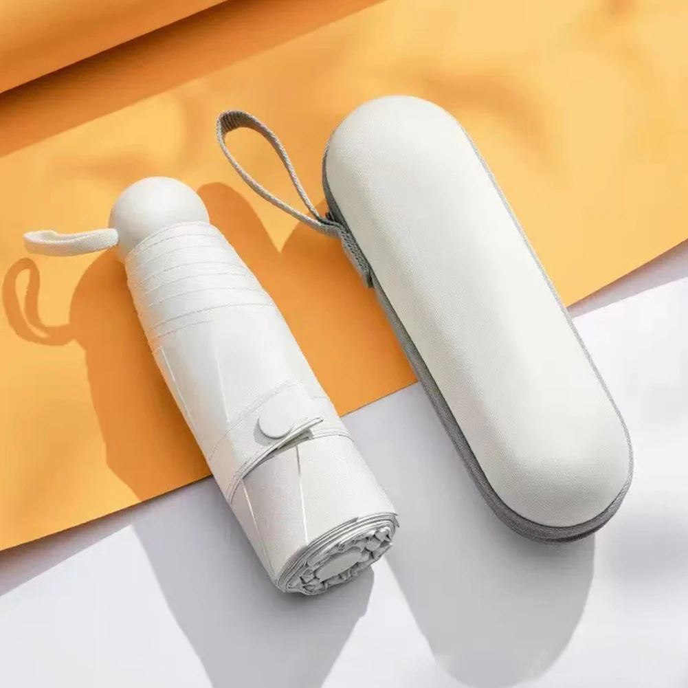 

Sun Umbrella UV Protection Sun Rain Folding Umbrella Mini Size Sunshade Dual-use Capsule Pocket Parasol with Case for Women