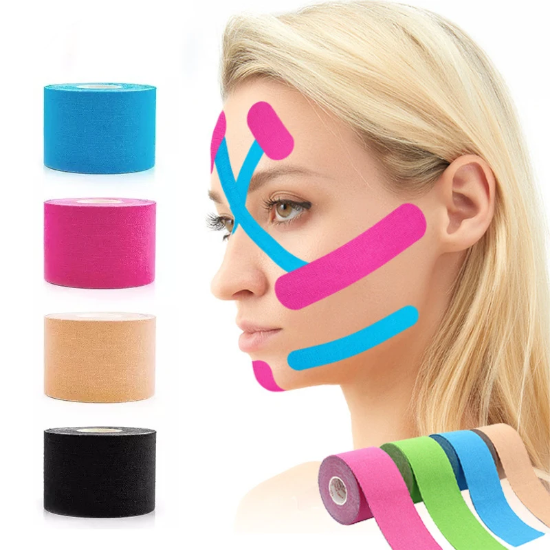 

Кинезиологическая лента для лица, 2,5 см * 5 м, V-образный вырез, подтяжка глаз, снятие морщин, клейкая лента, инструмент для ухода за кожей лица, ...