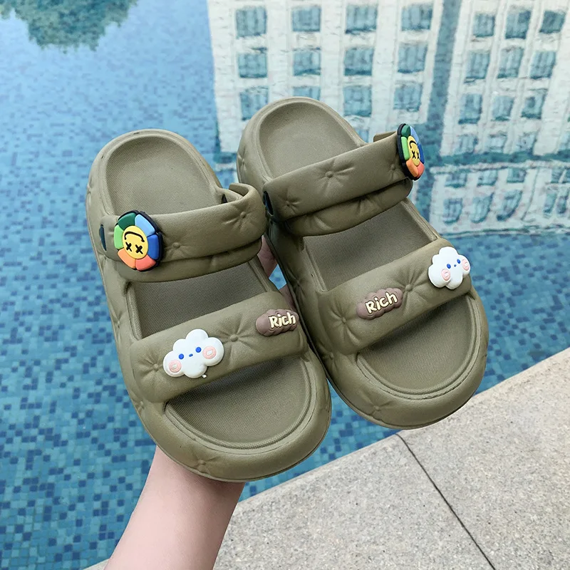2023 Summer sandals cartoon thick soled two-wear sandals men's and women's non-slip breathable slippers
