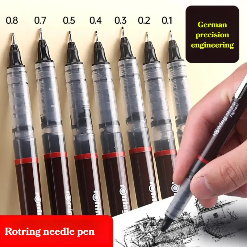 Фото Графические ручки Rotring Tikky Pigma Micron Fine Pens, тонкие линеры 0.1, 0.2, 0.3, 0.4, 0.5, 0.7 мм, чернильные ручки для рисования, товары для художественных школ №1