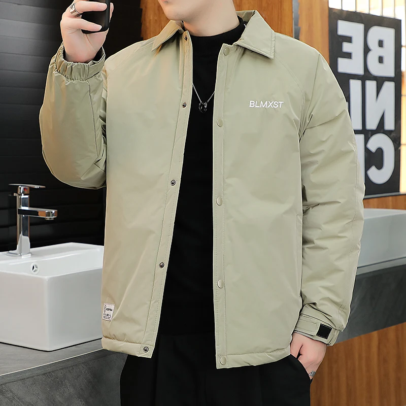 Fashion Men's Jackets Autumn Winter New Thick Warm Cotton Clothes Coat Lapel Short Men Casual Jackets Trend Men's Clothing