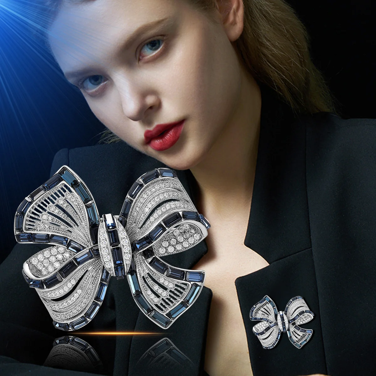 Женская Винтажная брошь в форме банта элегантная повседневная с кристаллами