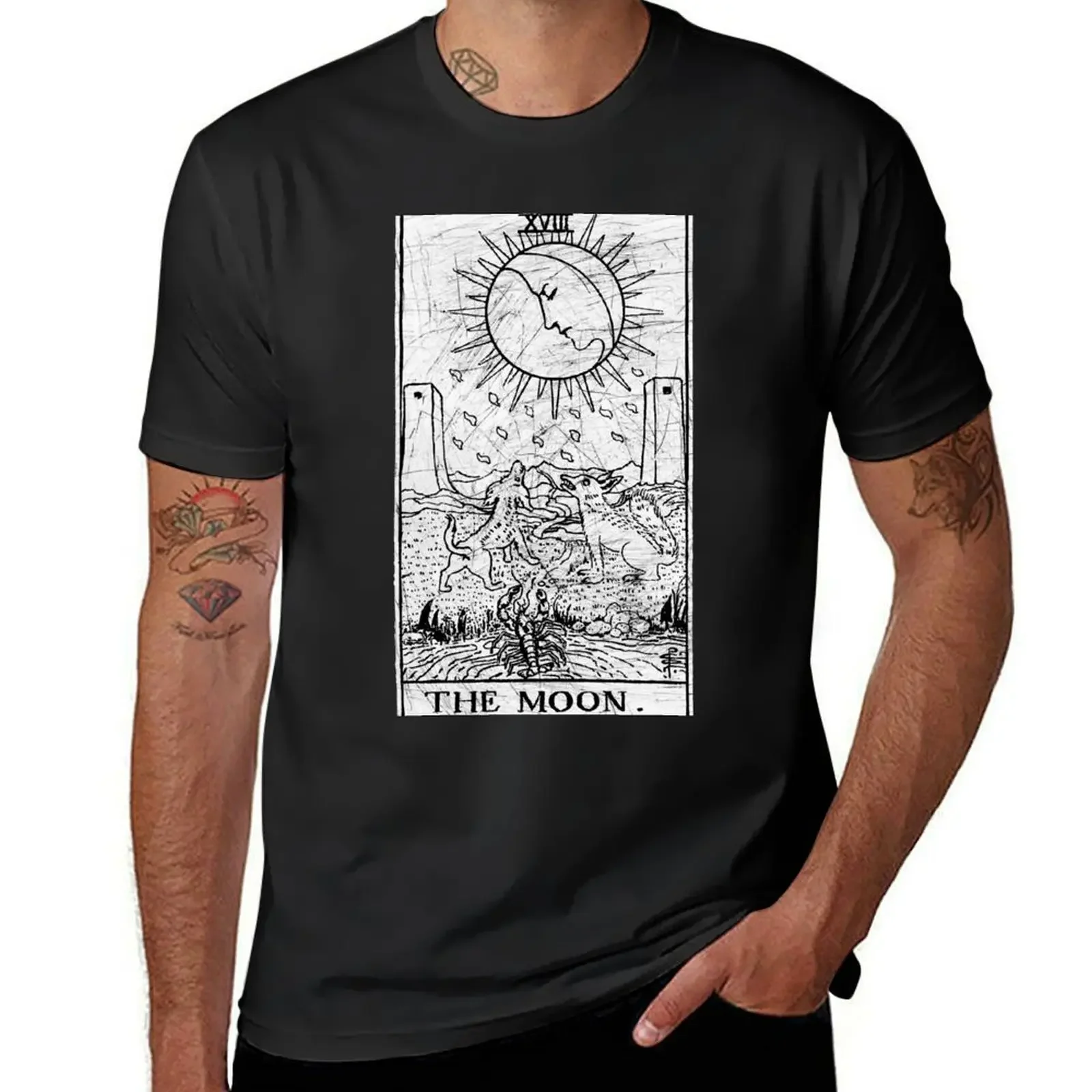 Футболка The Moon Tarot Card-мажора Аркана-The fortune lling-затемненная футболка с персонажами