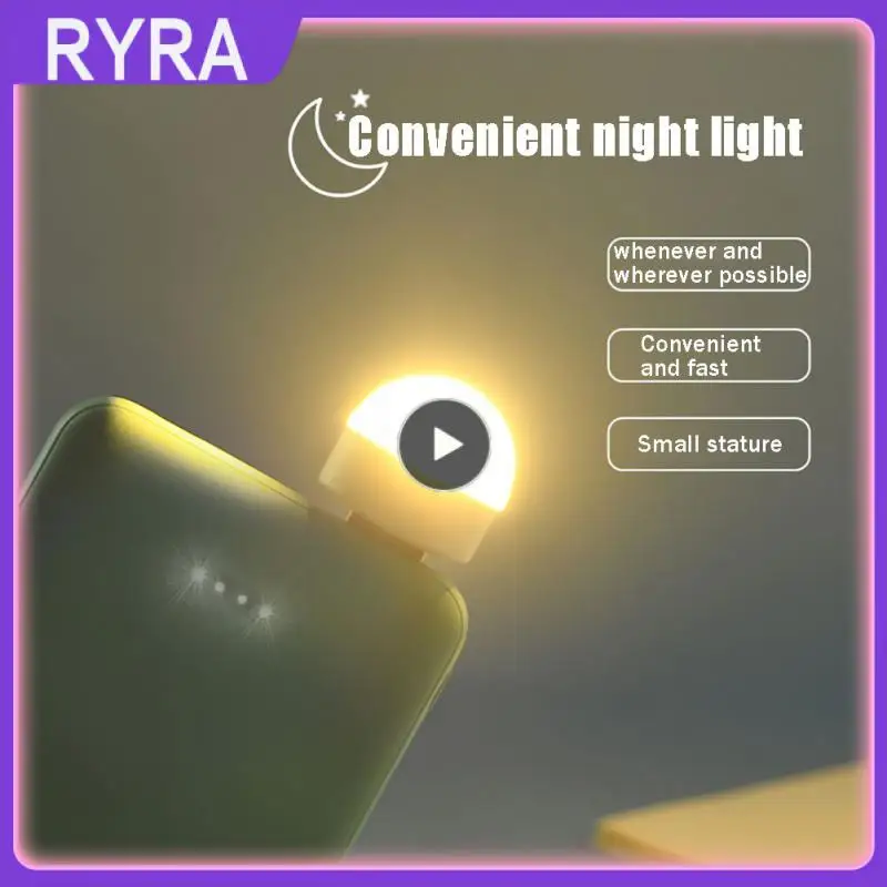 

Pocket Mini Night Light USB Plug LED Lamp Portable Power Bank Charging Reading Book Lights Round Reading Eye Protection Lamp