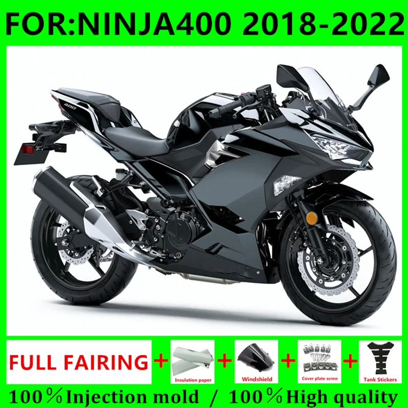 

Полный комплект обтекателей для мотоцикла, подходит для Ninja400, EX400, EX, Ninja 400, 2018, 2019, 2020, 2021, 2022, 2023, полный комплект обтекателей для кузова, черны...