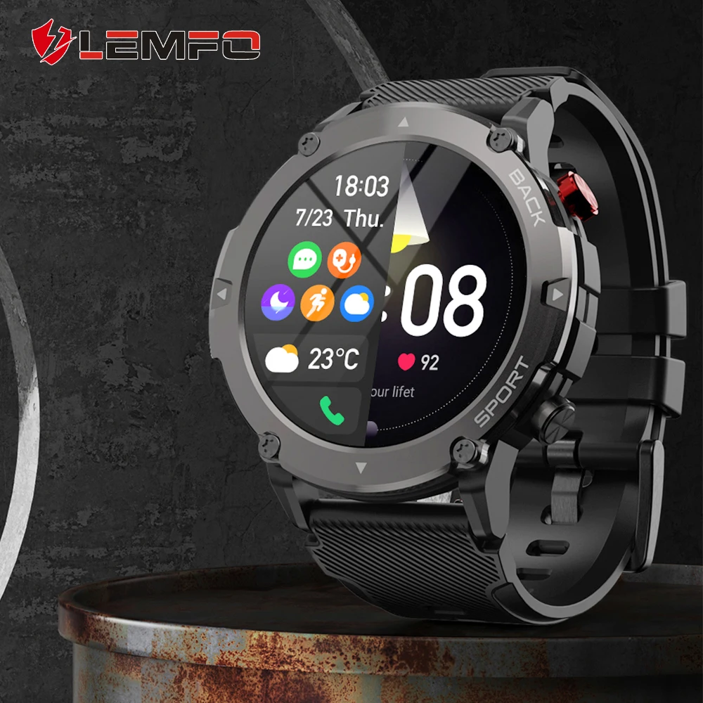 

LEMFO Smart Watch Men LF26 Max Bluetooth Call Custom Wallpaper Heart Rate Blood Oxygen Detection Sport Smartwatch pk T Rex Pro 2