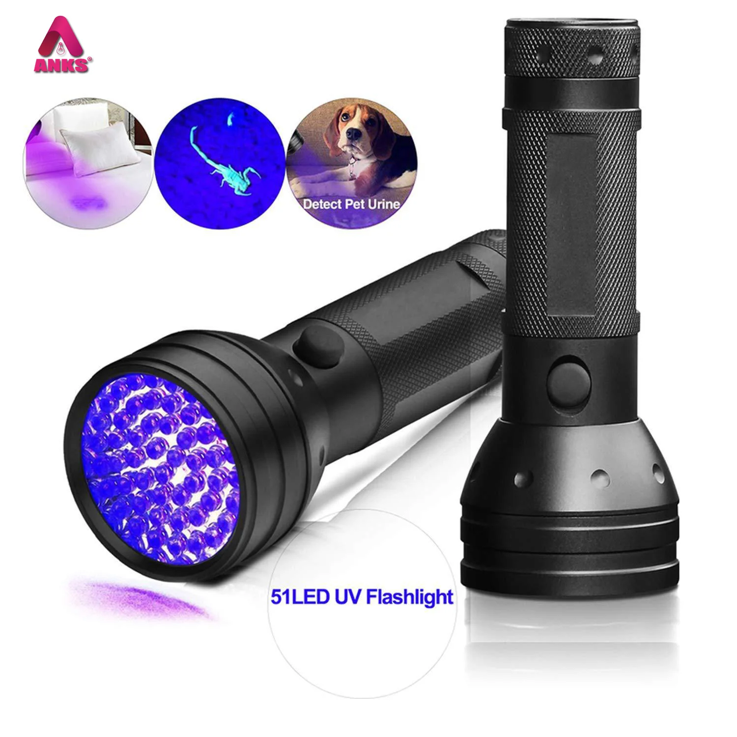 Factory 51 LED Violet Flashlight Pet Urine Detection UV Multifunctional Black Light 395 Flashlight Scorpion Lamp