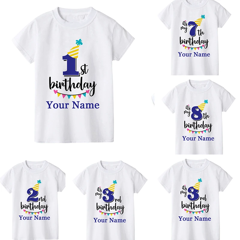 

Boy Birthday Number Name Cartoon T Shirt Number 1 2 3 4 5 6 7 8 9 Graphic Kids Clothes Children Birthday T-shirts Funny Gift