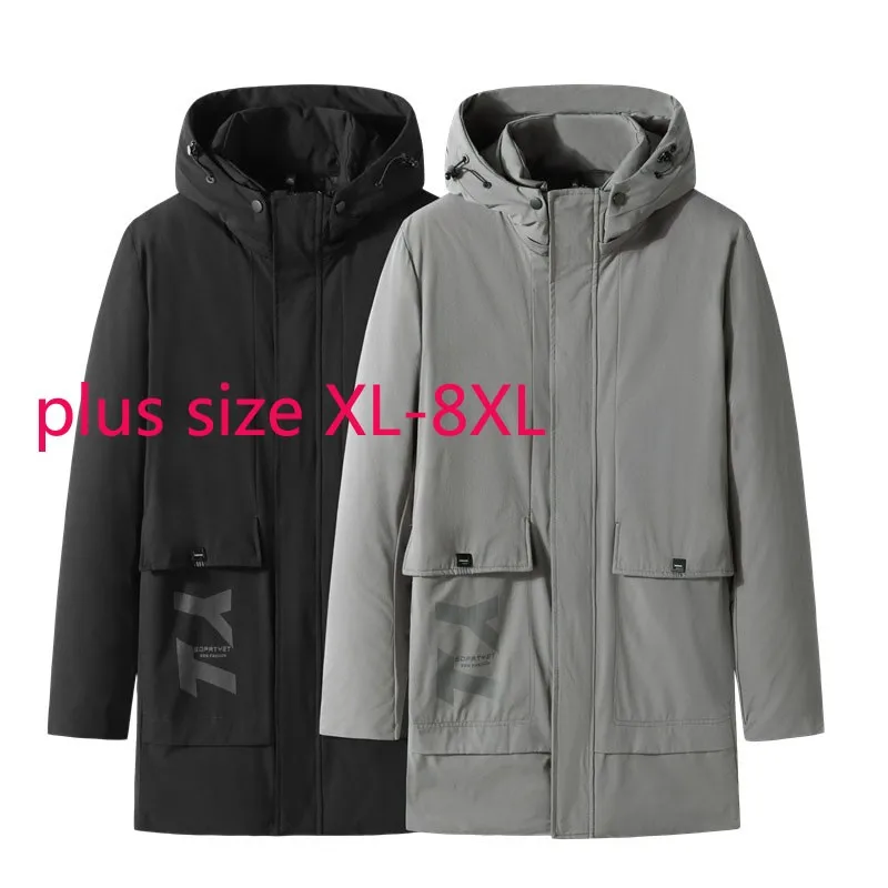

New Arrival Fashion Suepr Large Autumn And Winter Young Men Long Stand Collar Hooded Padded Clothes Thick Plus Size XL-7XL 8XL