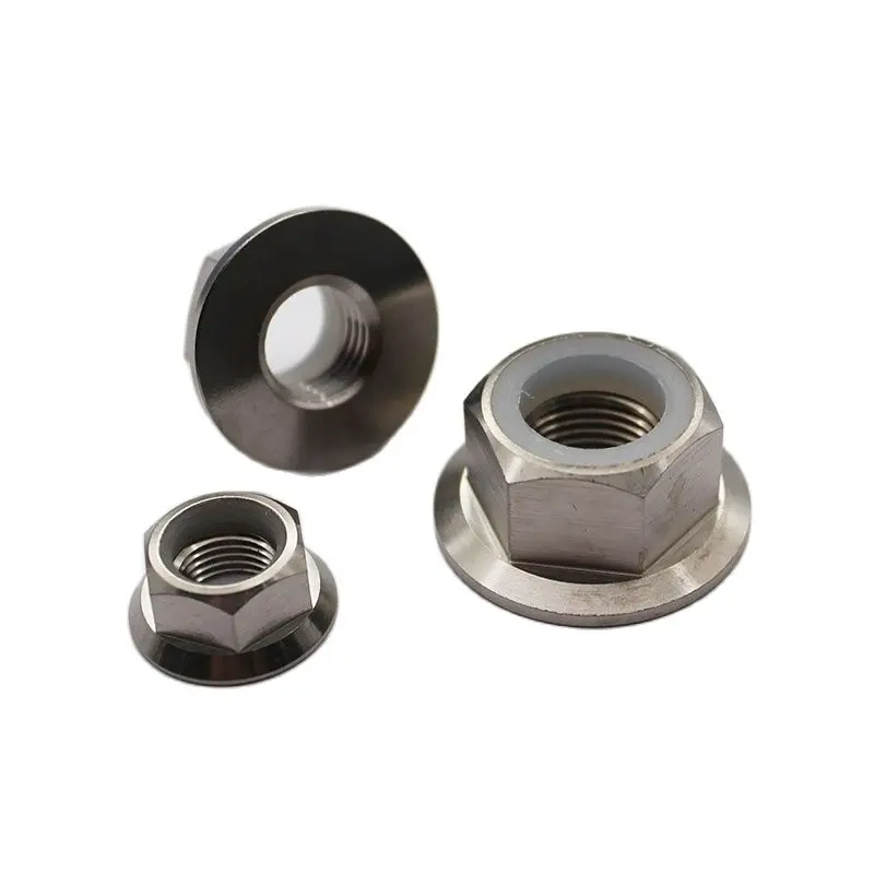 

Titanium Hex Flange Nut With Self Locking Nylon Insert M5 M6 M8 M10 M12 M14
