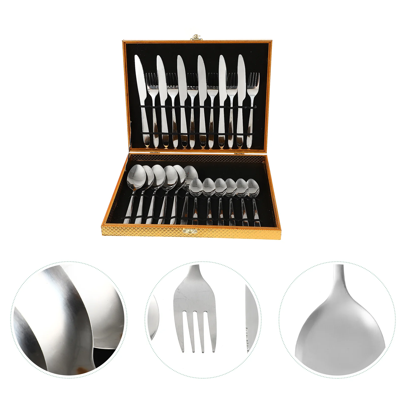 

24Set/Pcs Dinnerware Stainless Steel Steak Coffee Cutlery Accessories Supplies Artificial Leather Packing(Handle Pattern