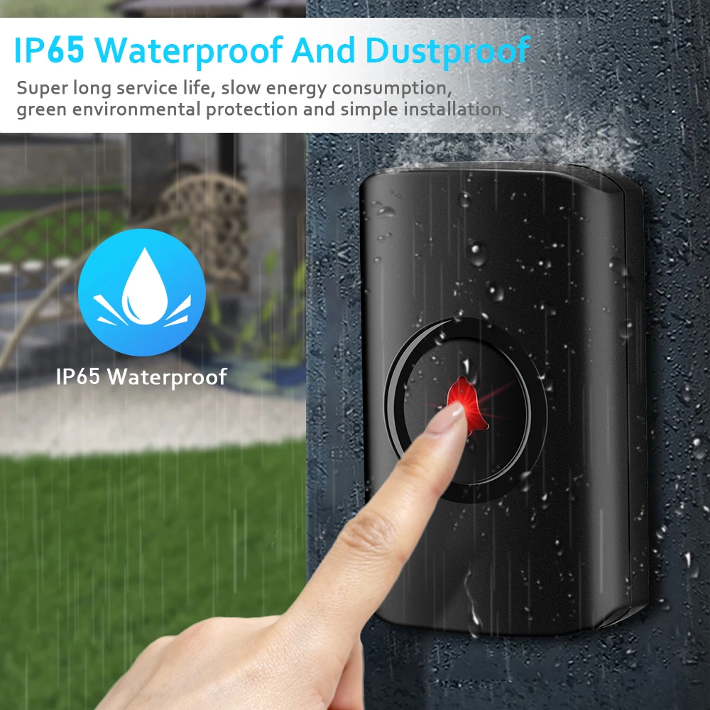 wireless ip65 waterproof doorbell wsdcam smart home door bell chime kit led flash outdoor house welcome bell security alarm free global shipping