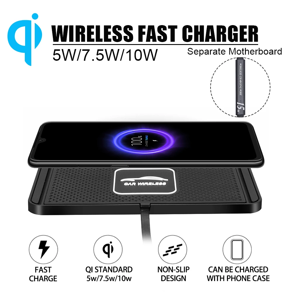 

Charger Mat Silicone Mat Non-Slip Pad Holder QI Car Wireless Non-Slip Pad Holder Phone Charger Fast Charging For IPhone Samsung