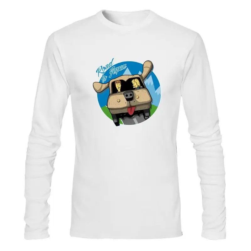 Мужская одежда, новая черная футболка с надписью Road To Aspen And дамбер Beavis и Butthead Car, женская футболка для молодежи среднего возраста, футболка Sh