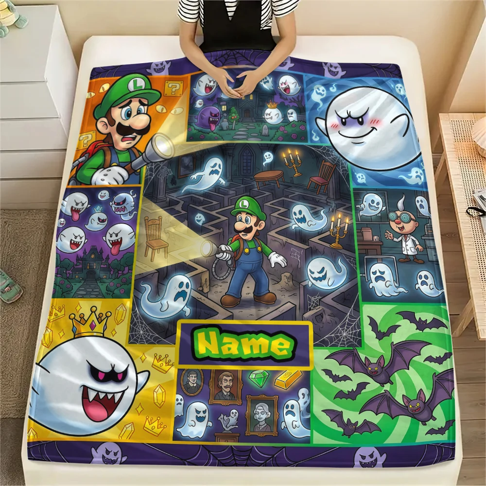 Фото Фланелевое одеяло с индивидуальным дизайном Super Mario Puzzle, с принтованным рисунком, теплое и мягкое, для спальни, дивана, кресла, путешествий -H174 №1