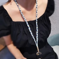 long phone chain hang on the neck mobilephone lanyard fashion colorful cotton weave work permit cord anti lost for women jewelry