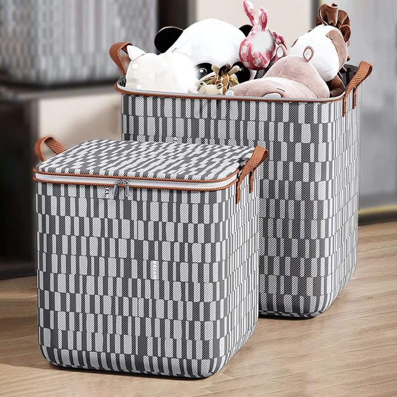 

Large Capacity Packing Organizers Clothes Quilt Houndstooth with Handle Storage Bag with Lids Dustproof Closet Organizer