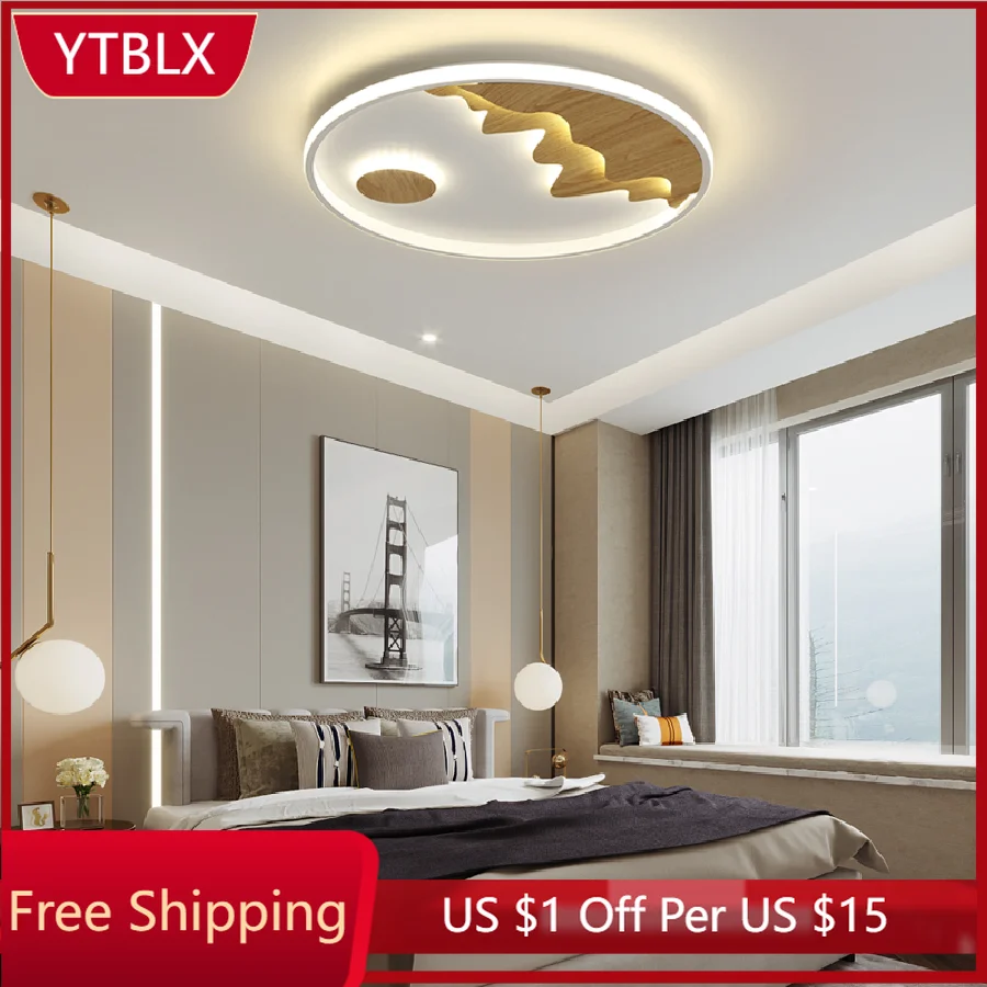 

Ультратонкий современный светодиодный потолочный светильник с зернистой древесиной, светильник лампа для гостиной, спальни, светодиодный ...