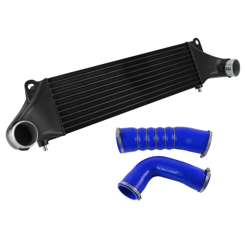 Фото Комплект интеркулера Front Mount Competition EVO1 Tube-Fin с силиконовыми шлангами и зажимами для повышения давления (черный/синий/красный) для Audi RS3 8V TTRS 8S №5