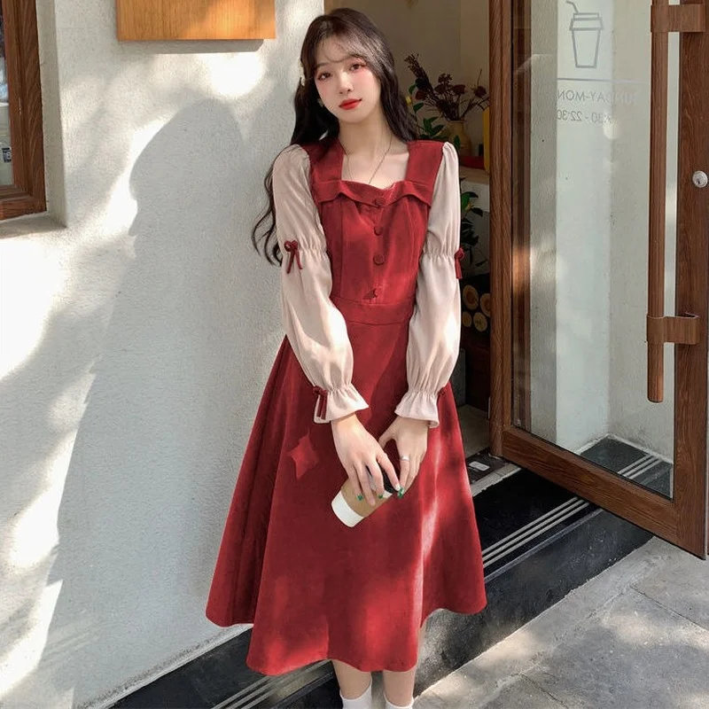 Long Sleeve Corduroy Dress Vintage Midi Dress for Women Girl Korean Fashion  Preppy Style Elegant Y2k Clothes Clothing 2022 - купить по выгодной цене |  AliExpress
