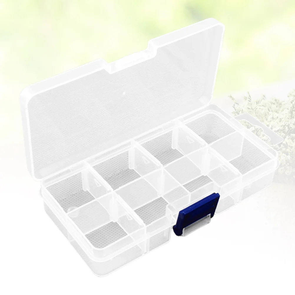 

Jewelry Box Clear Bead Storage Container Earrings Storage Organizer Makeup Holder with Adjustable Dividers 8 Slots for Nail Tool
