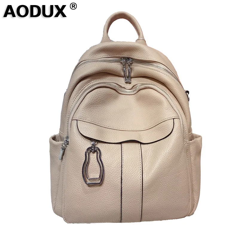 

Новинка, отличный популярный женский рюкзак AODUX из 100% натуральной кожи, Женский вместительный школьный рюкзак из воловьей кожи с верхним слоем, сумки для книг