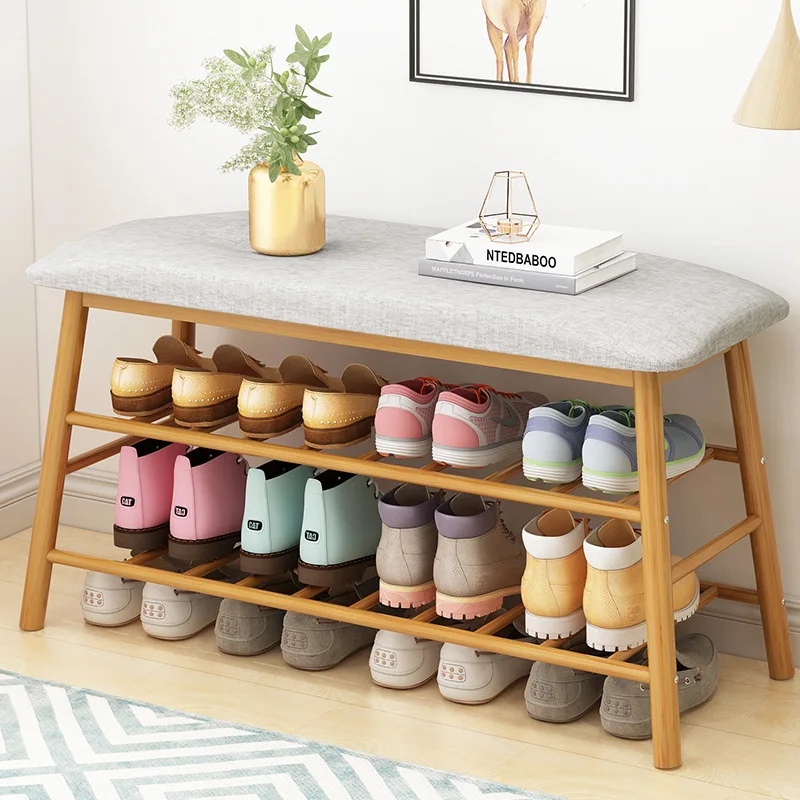 

Household Solid Wood Change Shoes Rack Door Bamboo Shoes Rack Nordic Narrow Shoe Rack Simple Shoe Cabinet Sitting Log Shoes Rack