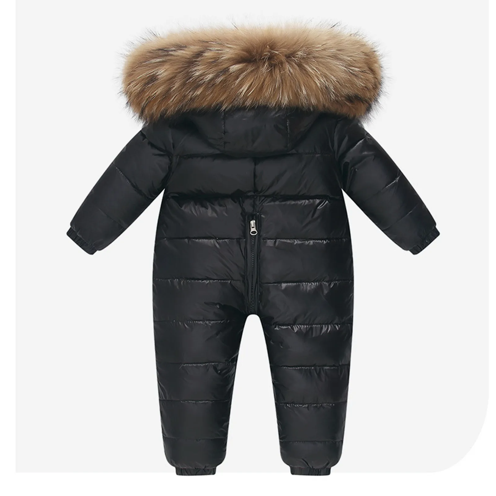 Детский зимний комбинезон на утином пуху с меховым воротником и капюшоном