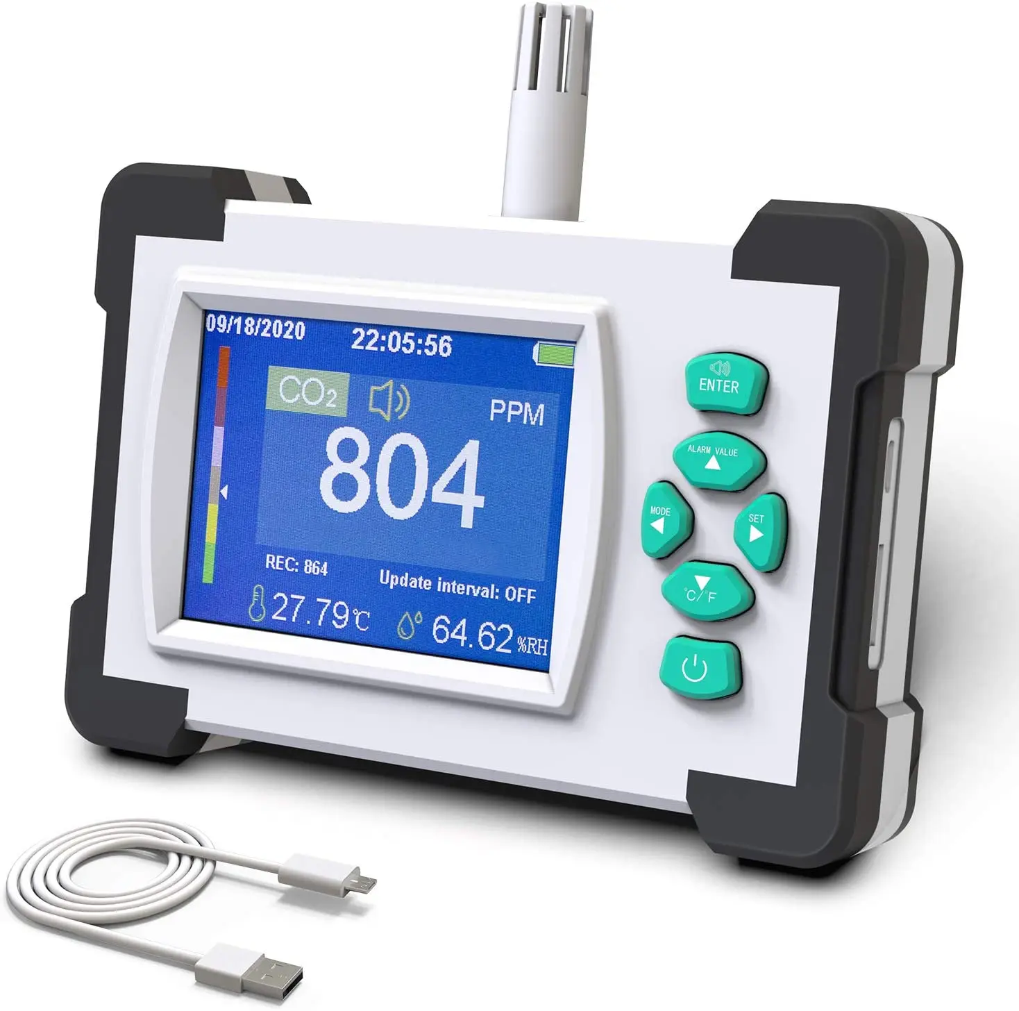 

Carbon Dioxide Detector Gas Analyzer CO2 Meter Air Quality Monitor CO2 Monitor Gas Detector Temperature and Humidity Meter